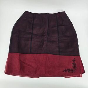 Vintage Emma James Silk Lined Embroidered 16W Whimsigoth Midi Skirt 90s Grunge